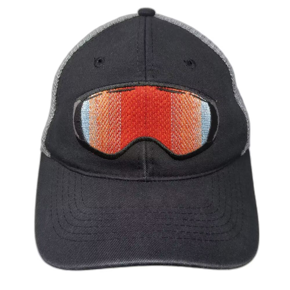 Vie Trucker Hat Black Gray Goggles Embroidered Mesh Snapback OSFM Adjustable